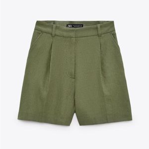 Zara high waist linen blend short